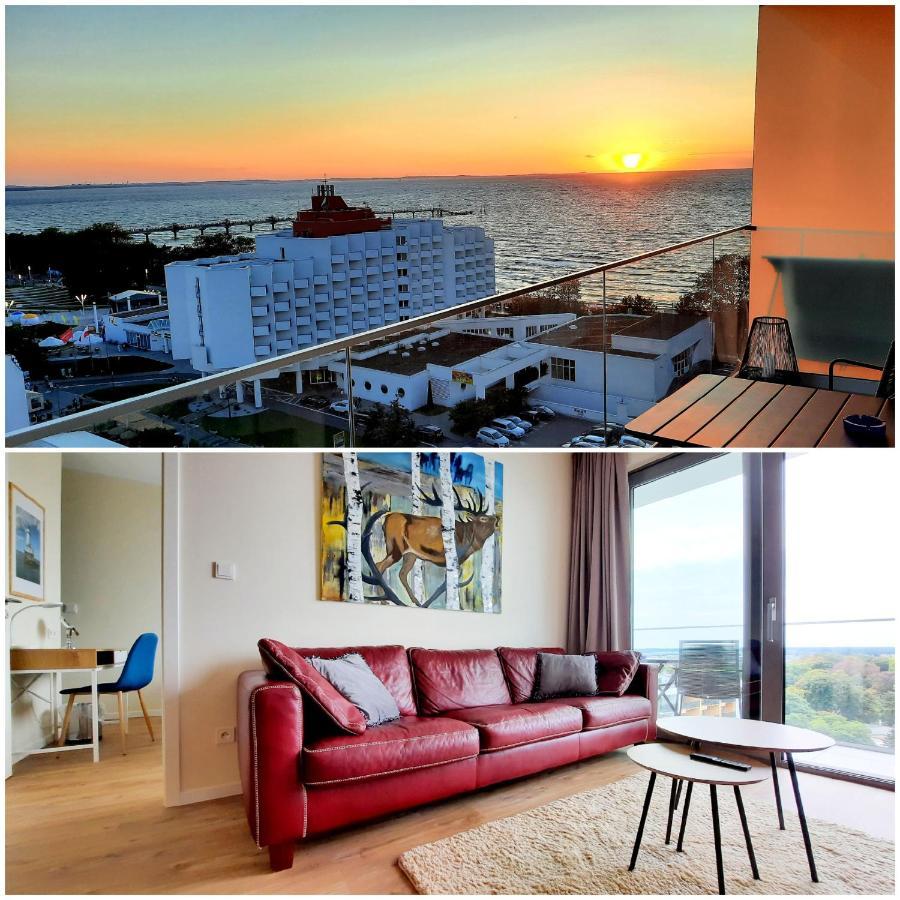 Komfortable strandnahe Ferienwohnung mit Terrasse und Meerblick in 10ter Etage Misdroy Exterior foto